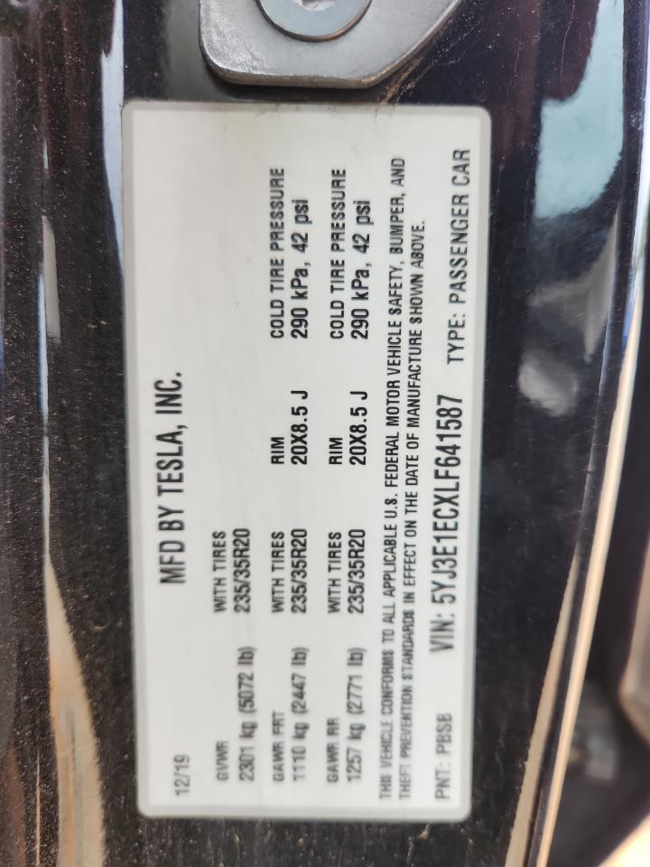 2020 Tesla Model 3 VIN: 5YJ3E1ECXLF641587 Lot: 84888455