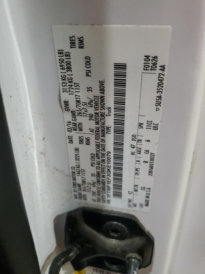 2016 Ford F150 VIN: 1FTMF1EF3GKE10079 Lot: 90805415