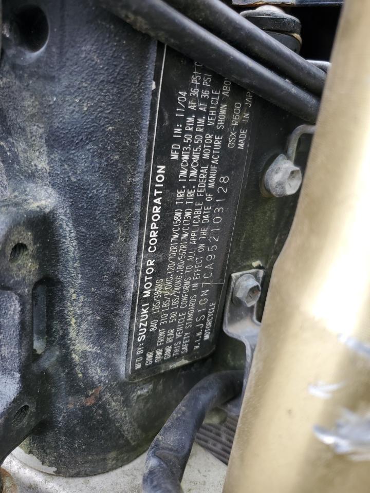 2005 Suzuki Gsx-R600 K VIN: JS1GN7CA952103128 Lot: 85353575