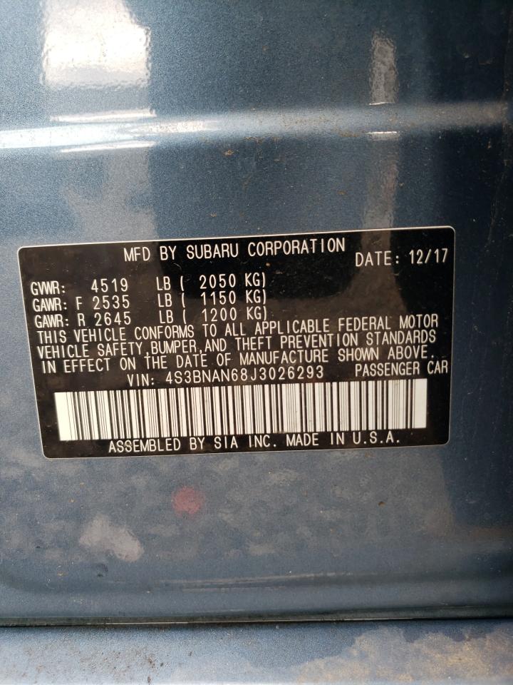 2018 Subaru Legacy 2.5I Limited VIN: 4S3BNAN68J3026293 Lot: 86622865