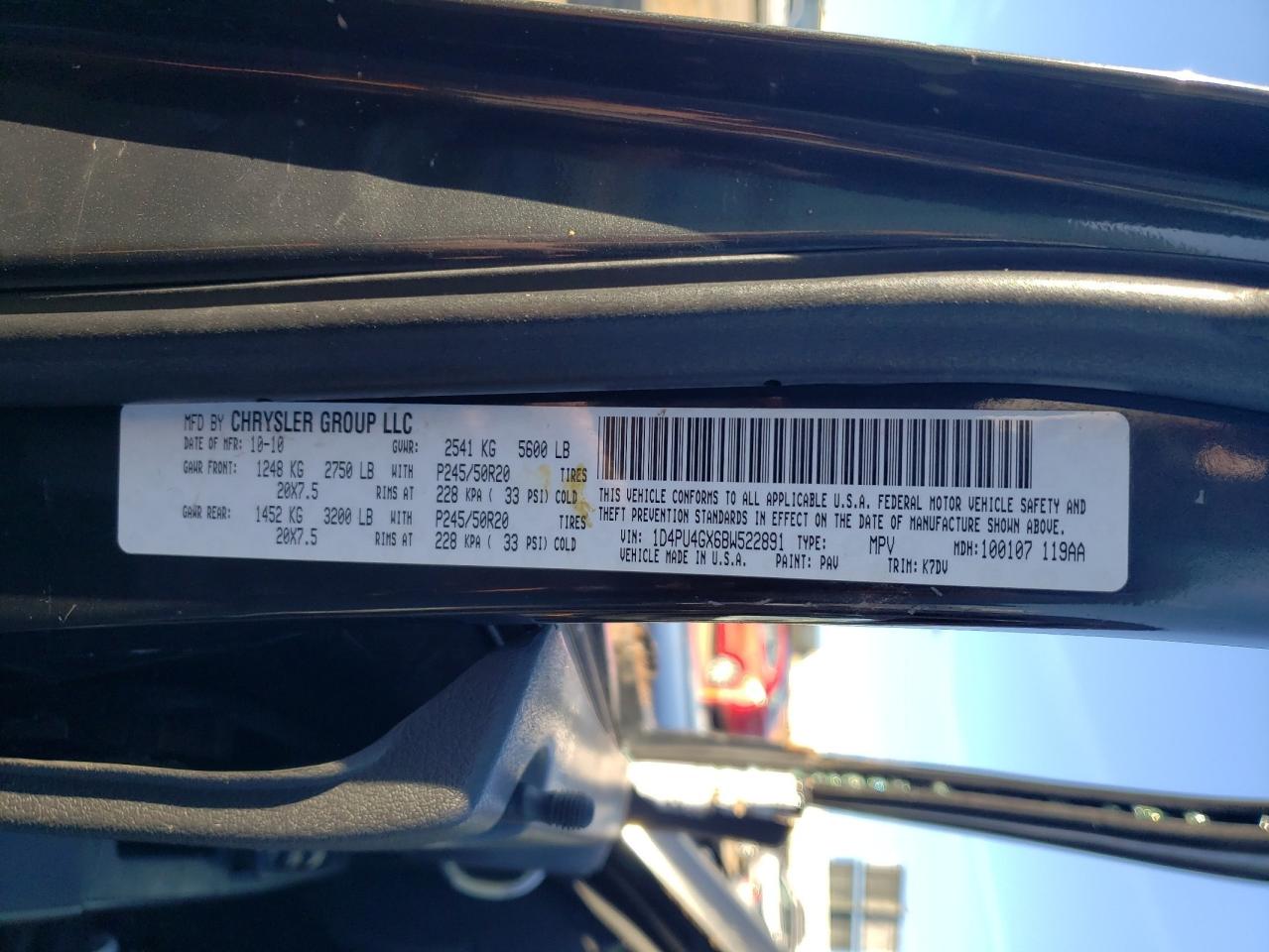 2011 Dodge Nitro Heat VIN: 1D4PU4GX6BW522891 Lot: 84871865