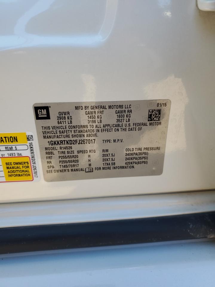 2015 GMC Acadia Denali VIN: 1GKKRTKD2FJ267017 Lot: 82647255