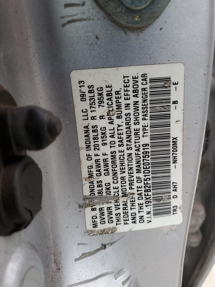 2013 Honda Civic Lx VIN: 19XFB2F51DE075919 Lot: 84996655