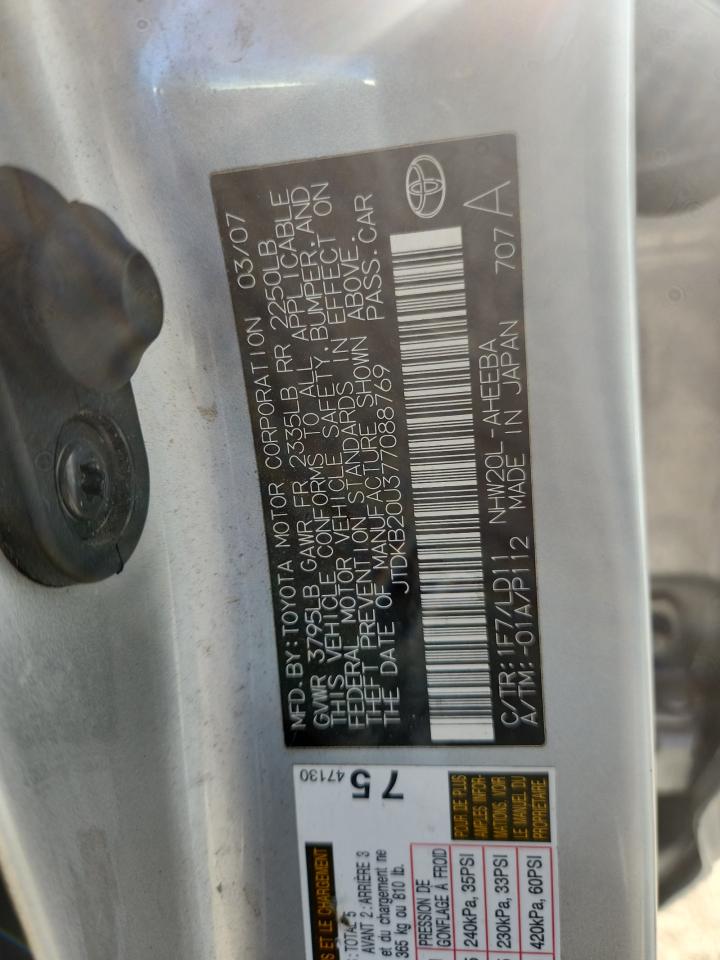 2007 Toyota Prius VIN: JTDKB20U377088769 Lot: 85942545