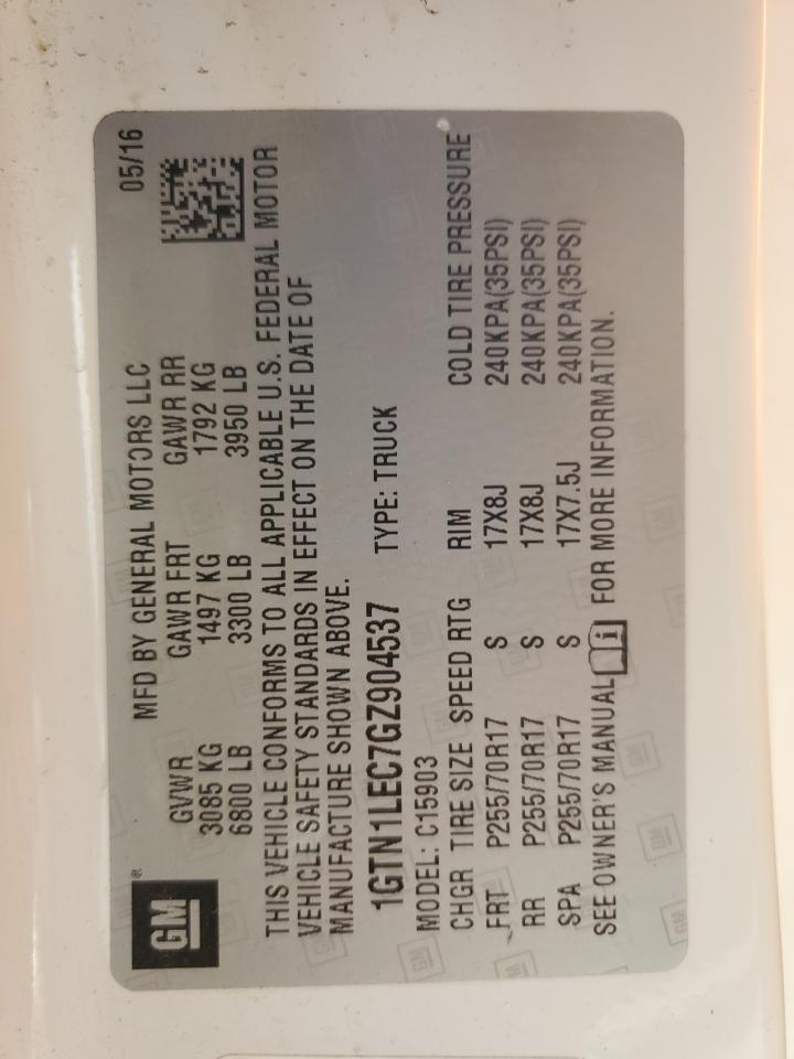 2016 GMC Sierra C1500 VIN: 1GTN1LEC7GZ904537 Lot: 87346375