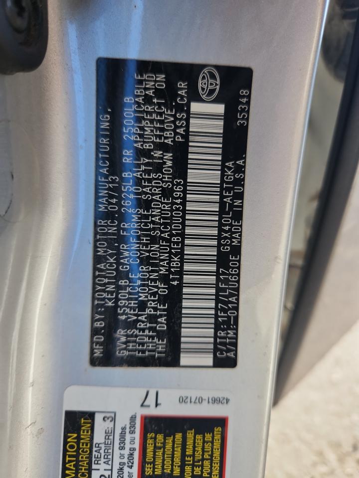 2013 Toyota Avalon Base VIN: 4T1BK1EB1DU034963 Lot: 87241915