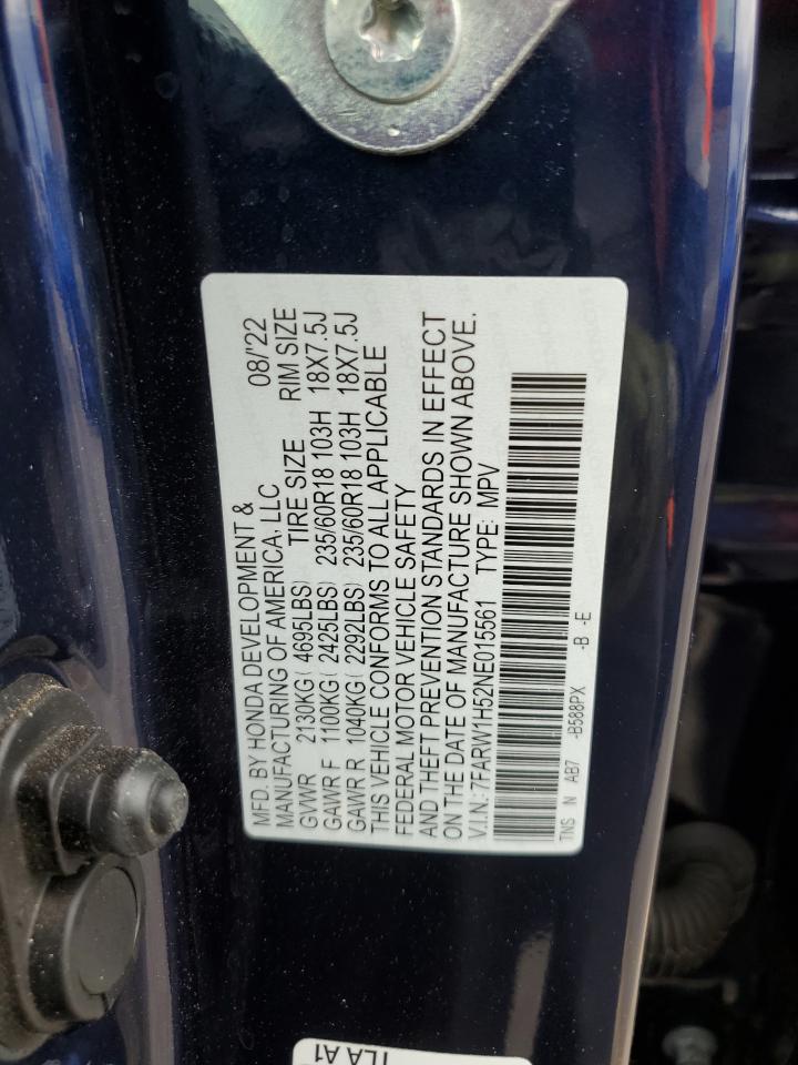 2022 Honda Cr-V Ex VIN: 7FARW1H52NE015561 Lot: 86095415
