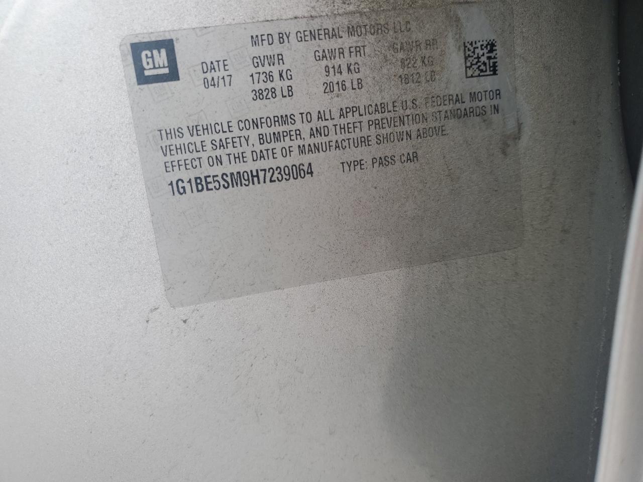 2017 Chevrolet Cruze Lt VIN: 1G1BE5SM9H7239064 Lot: 85882735