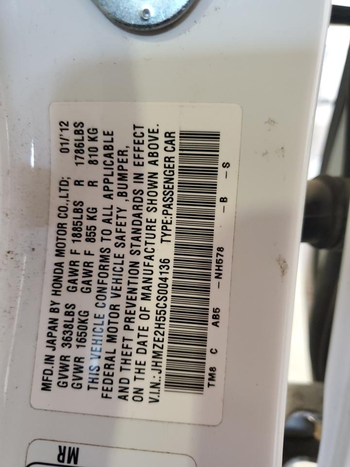 2012 Honda Insight Lx VIN: JHMZE2H55CS004136 Lot: 87394705