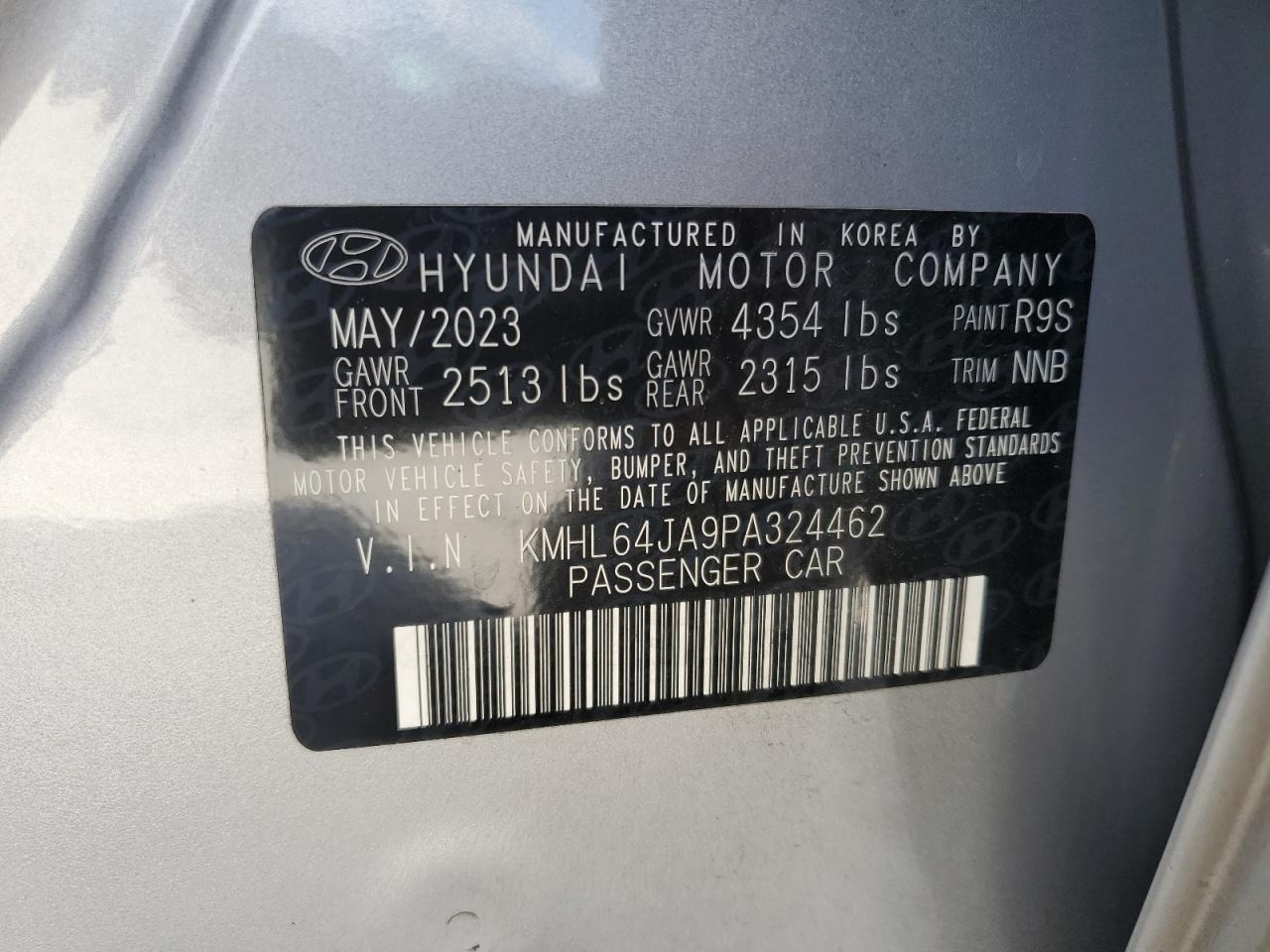 2023 Hyundai Sonata Sel VIN: KMHL64JA9PA324462 Lot: 86482745