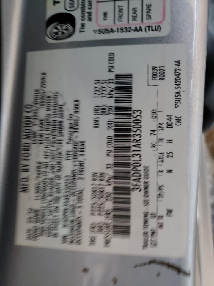 2010 Ford Fusion Hybrid VIN: 3FADP0L31AR350053 Lot: 86648225