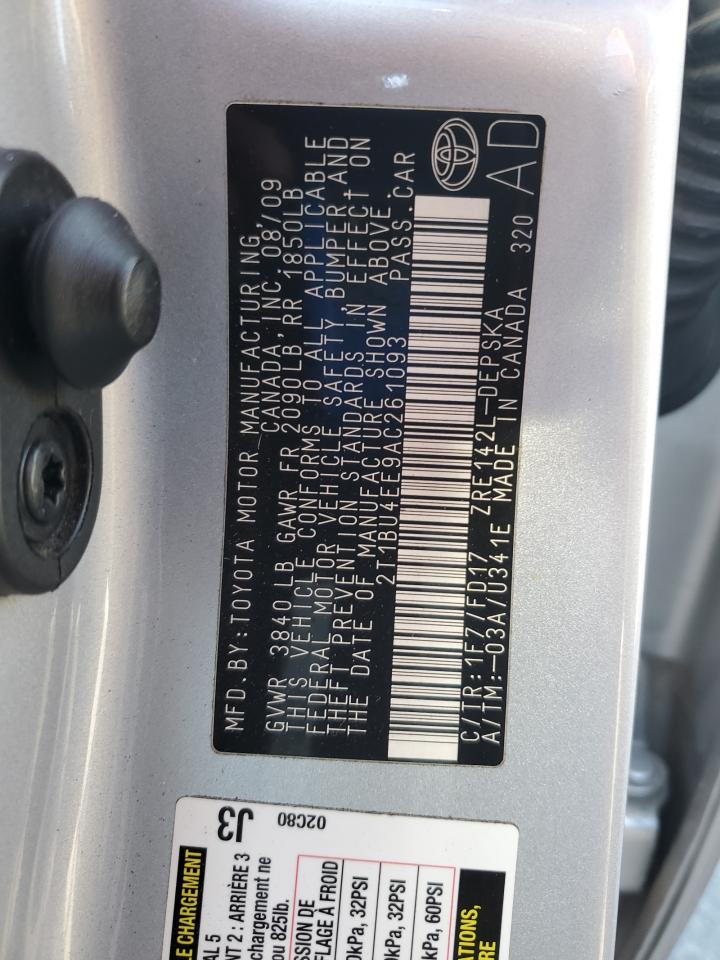 2010 Toyota Corolla Base VIN: 2T1BU4EE9AC261093 Lot: 82496435