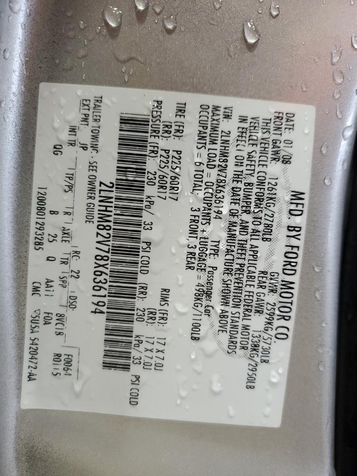 2008 Lincoln Town Car Signature Limited VIN: 2LNHM82V78X636194 Lot: 85179725