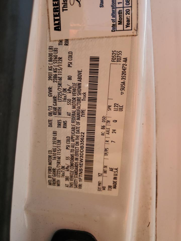 2013 Ford Econoline E150 Van VIN: 1FTNS1EW3DDB35622 Lot: 85842085