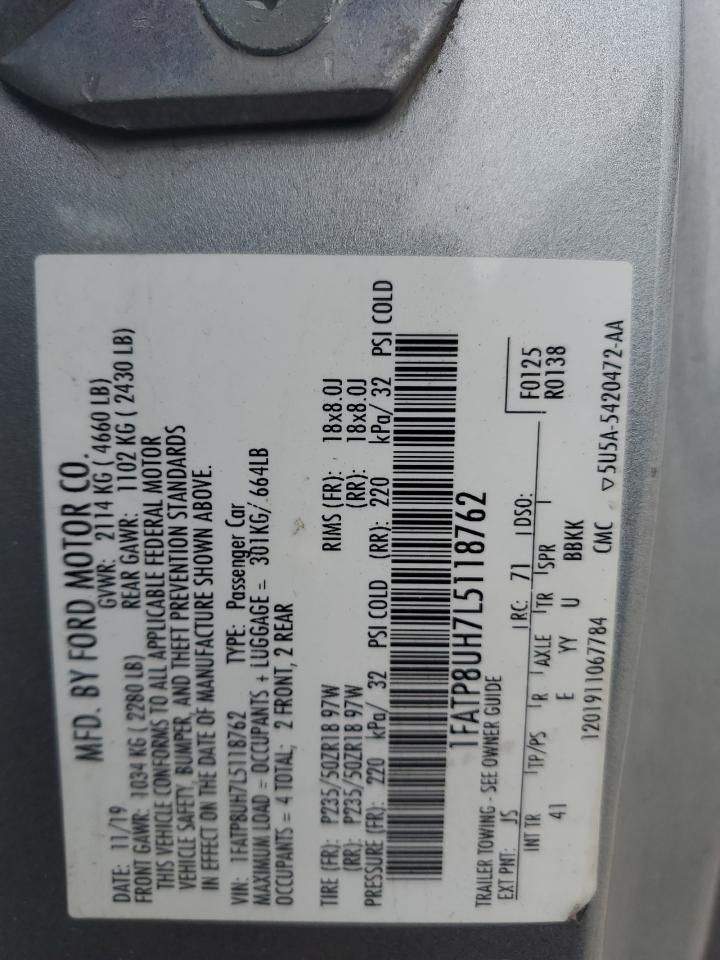 2020 Ford Mustang VIN: 1FATP8UH7L5118762 Lot: 82423675