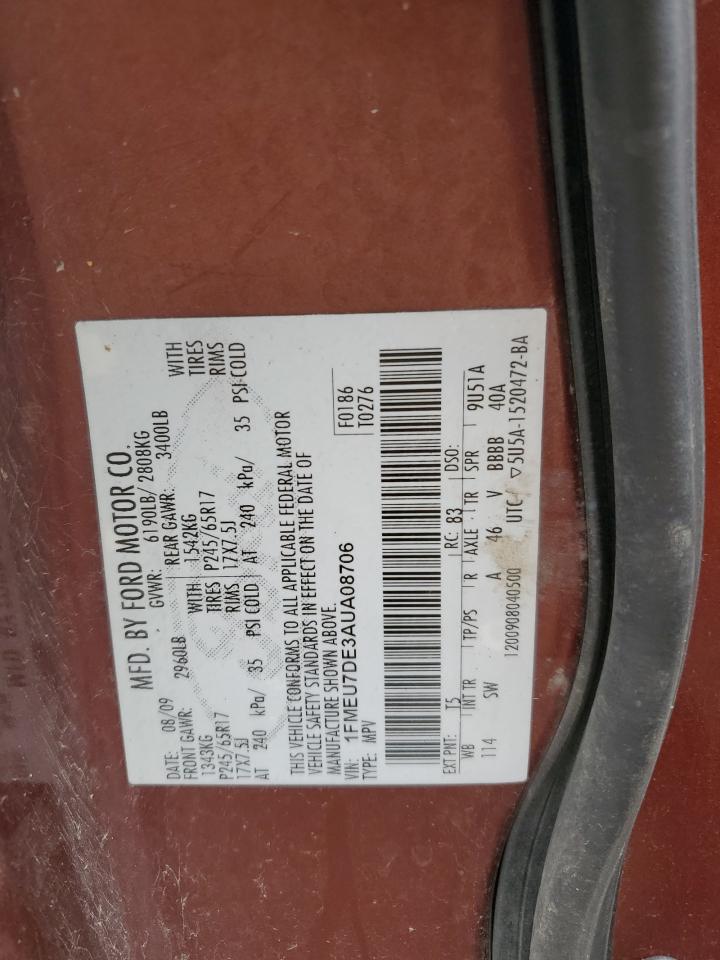 2010 Ford Explorer Xlt VIN: 1FMEU7DE3AUA08706 Lot: 85899445