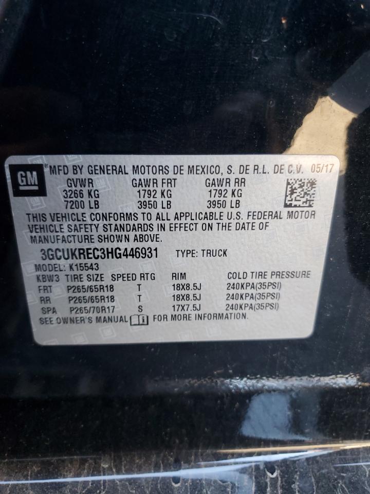2017 Chevrolet Silverado K1500 Lt VIN: 3GCUKREC3HG446931 Lot: 82324205