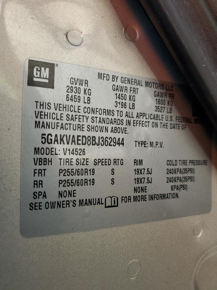 2011 Buick Enclave Cx VIN: 5GAKVAED8BJ362944 Lot: 82408685