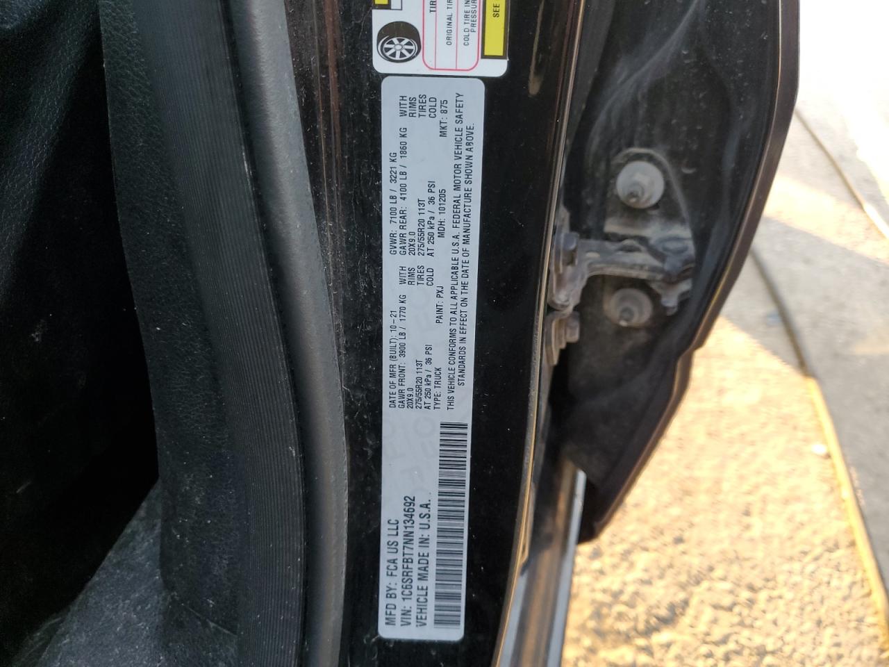 2022 Ram 1500 Big Horn/Lone Star VIN: 1C6SRFBT7NN134692 Lot: 86477785