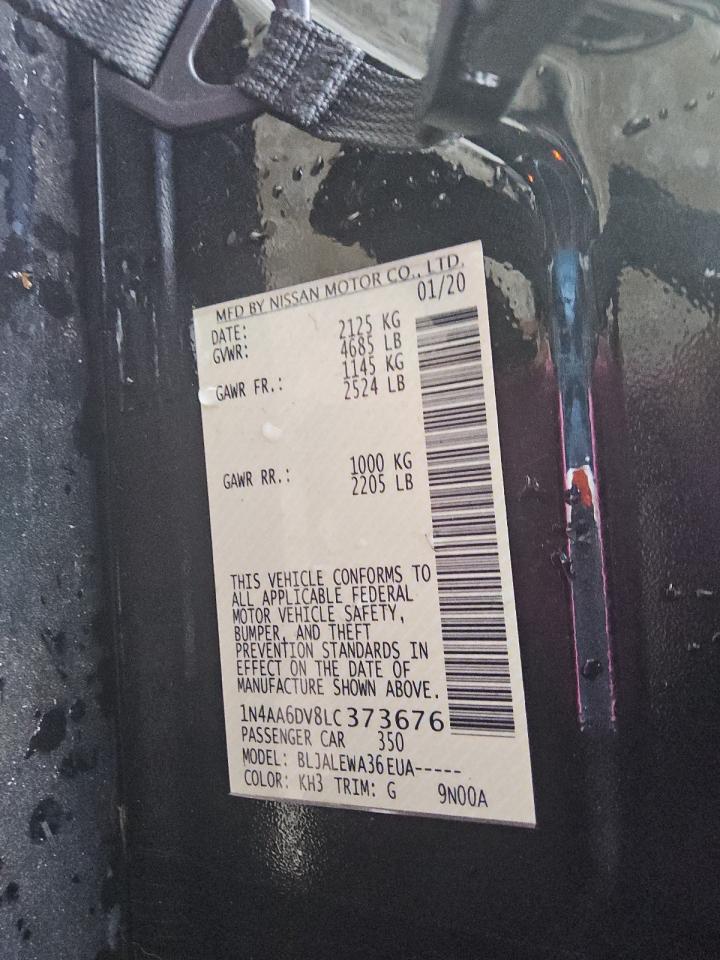 2020 Nissan Maxima Sl VIN: 1N4AA6DV8LC373676 Lot: 86546955