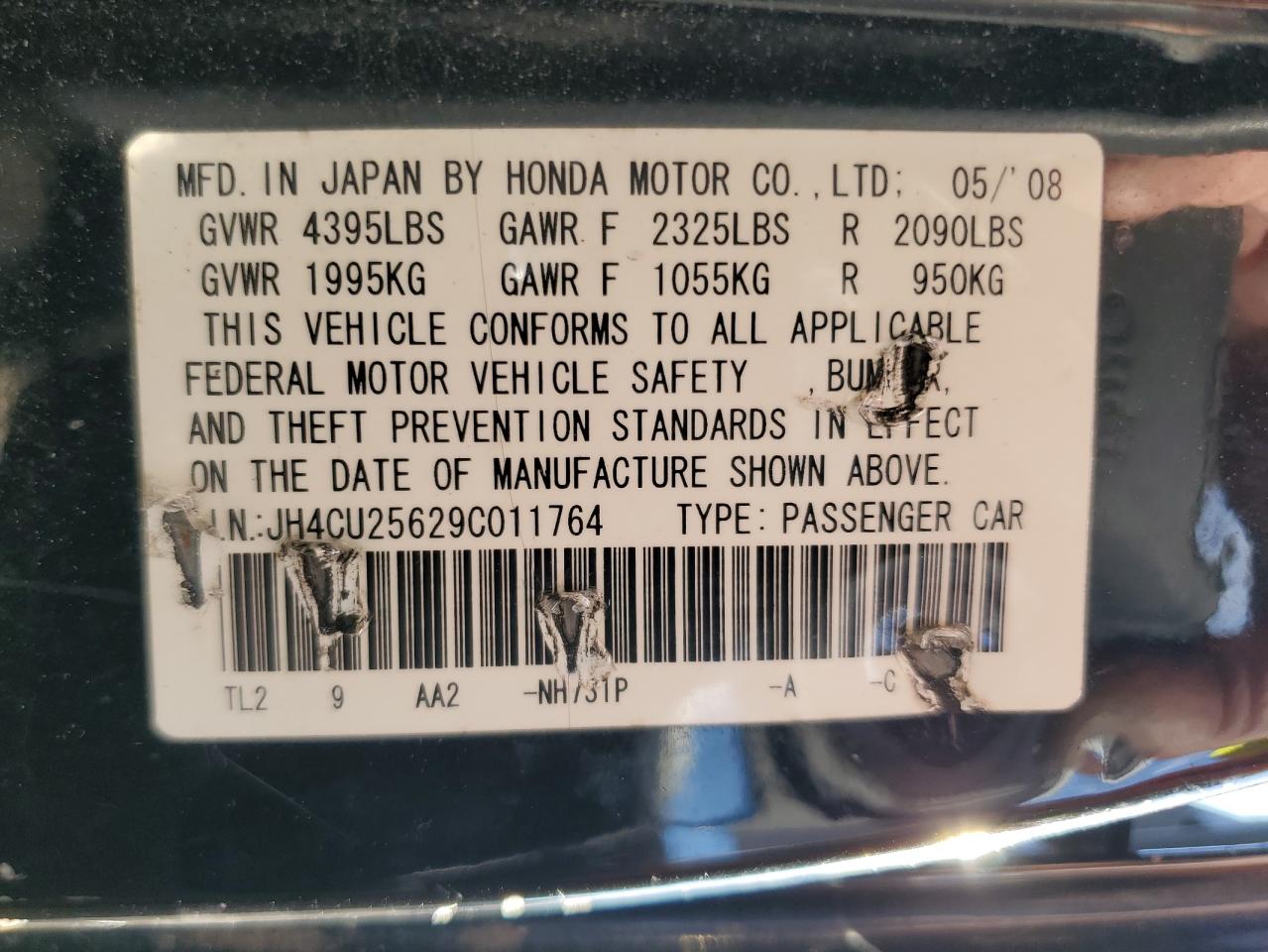 2009 Acura Tsx VIN: JH4CU25629C011764 Lot: 82274925