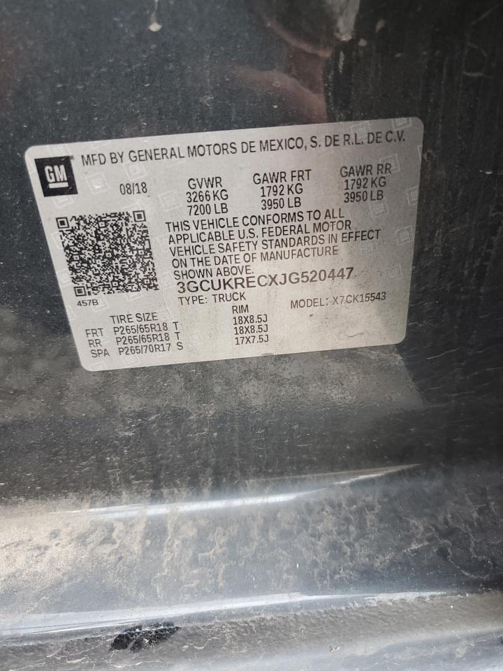 2018 Chevrolet Silverado K1500 Lt VIN: 3GCUKRECXJG520447 Lot: 85371335