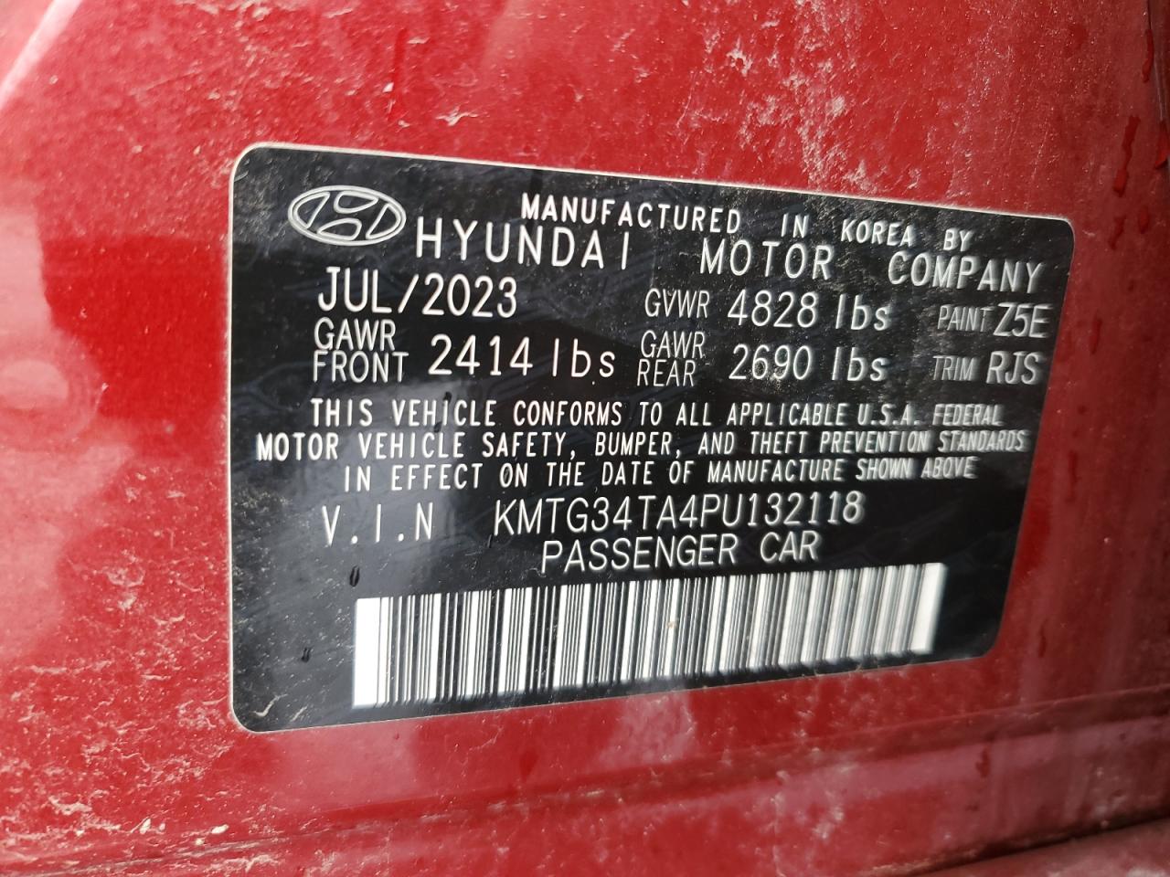 2023 Gens G70 2.0T Awd VIN: KMTG34TA4PU132118 Lot: 90675755