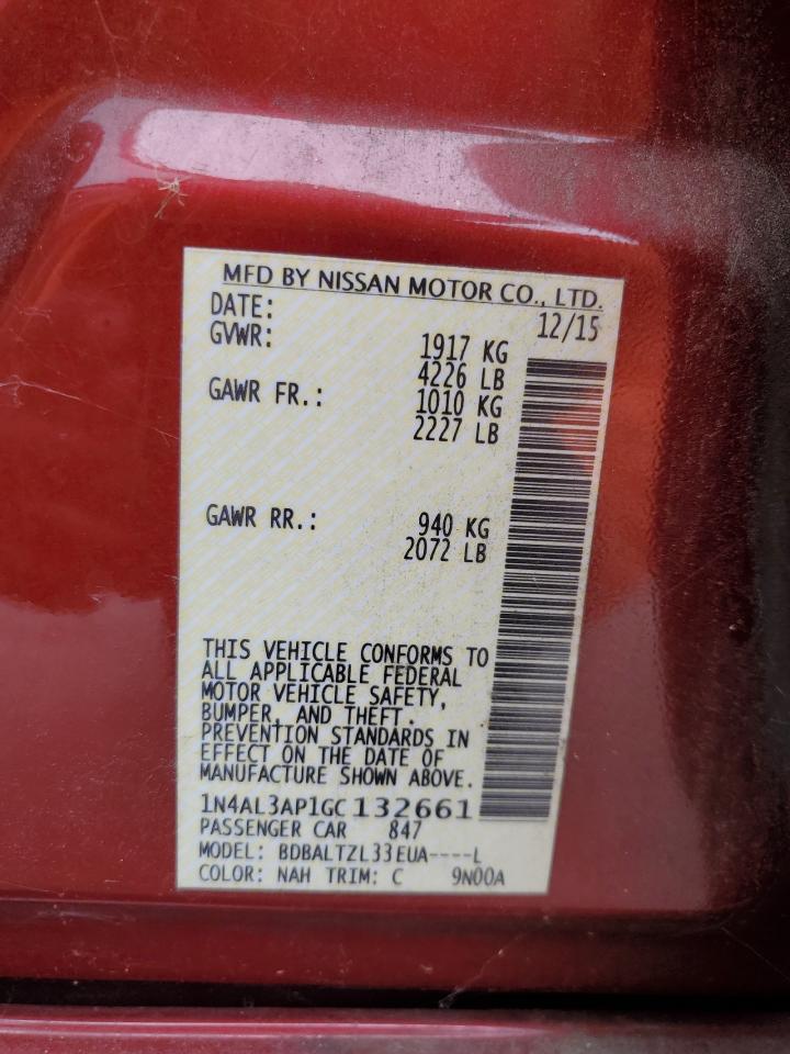 2016 Nissan Altima 2.5 VIN: 1N4AL3AP1GC132661 Lot: 85506405