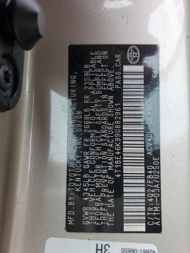 2009 Toyota Camry Base VIN: 4T1BE46K99U882961 Lot: 85540105