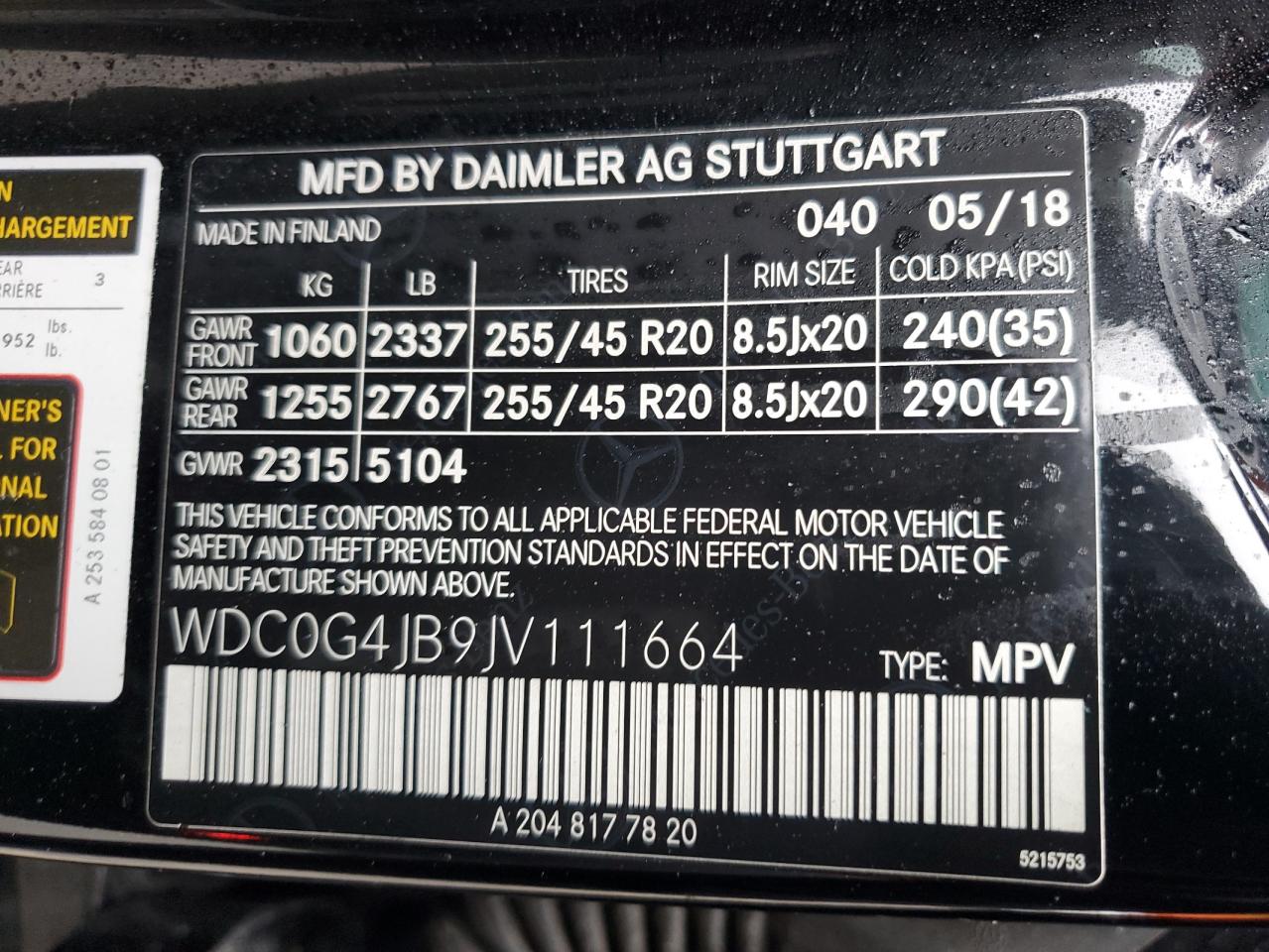 2018 Mercedes-Benz Glc 300 VIN: WDC0G4JB9JV111664 Lot: 90653475