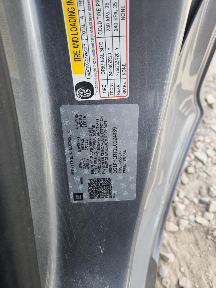 2020 Chevrolet Camaro Ss VIN: 1G1FH1R71L0124039 Lot: 85747805