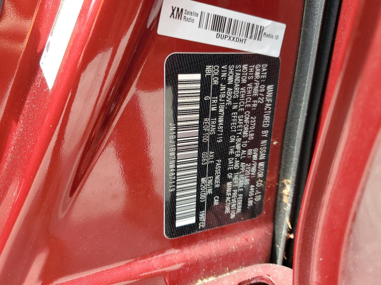 2022 Nissan Rogue Sport Sv VIN: JN1BJ1BW7NW487119 Lot: 81990135