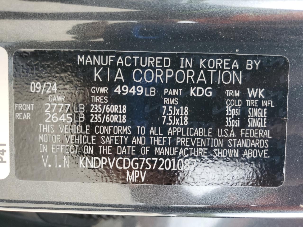 2025 Kia Sportage Ex VIN: KNDPVCDG7S7201087 Lot: 85138675