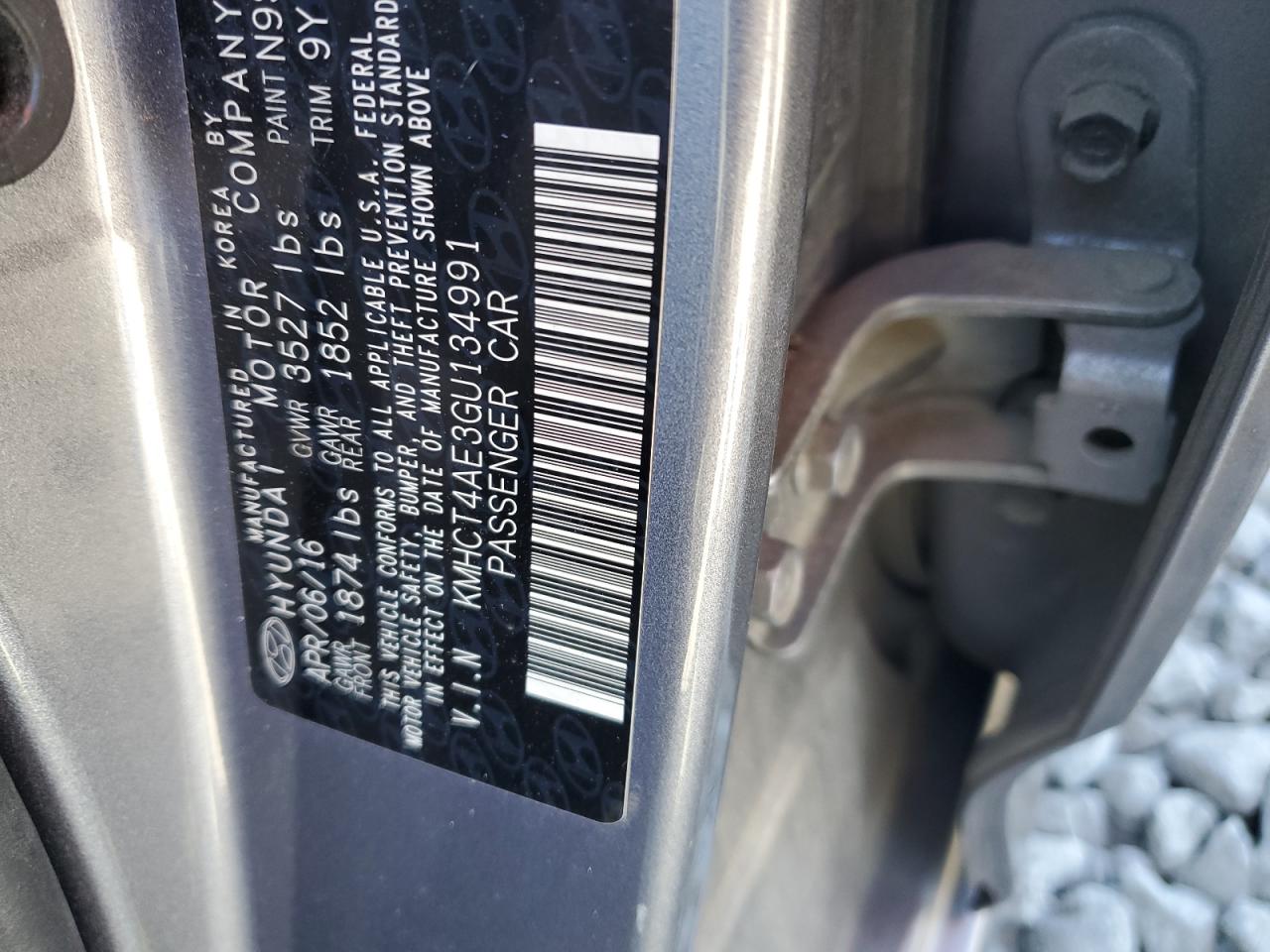 2016 Hyundai Accent Se VIN: KMHCT4AE3GU134991 Lot: 86063595