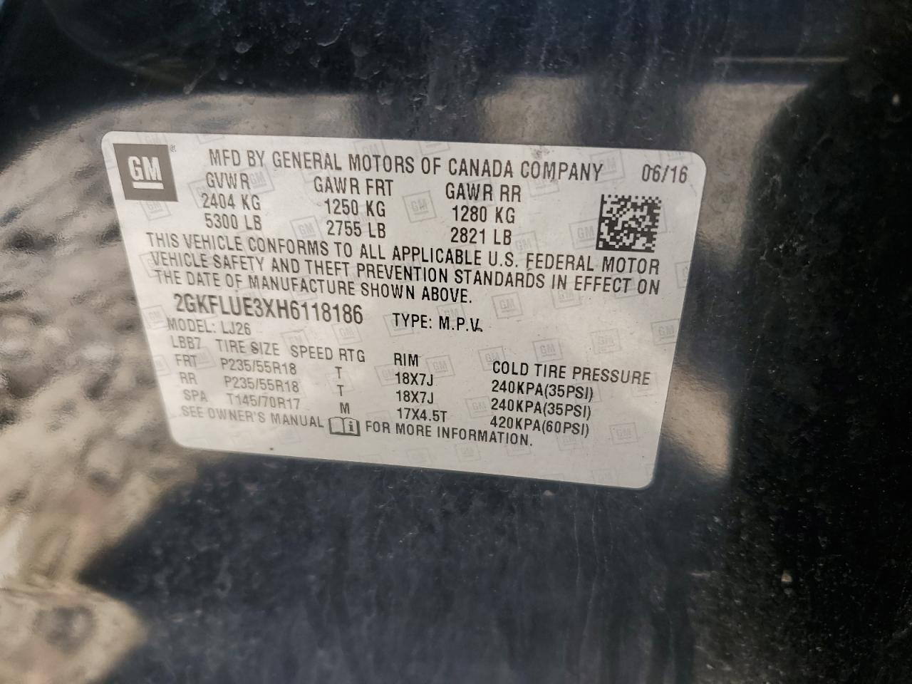 2017 GMC Terrain Slt VIN: 2GKFLUE3XH6118186 Lot: 84875125