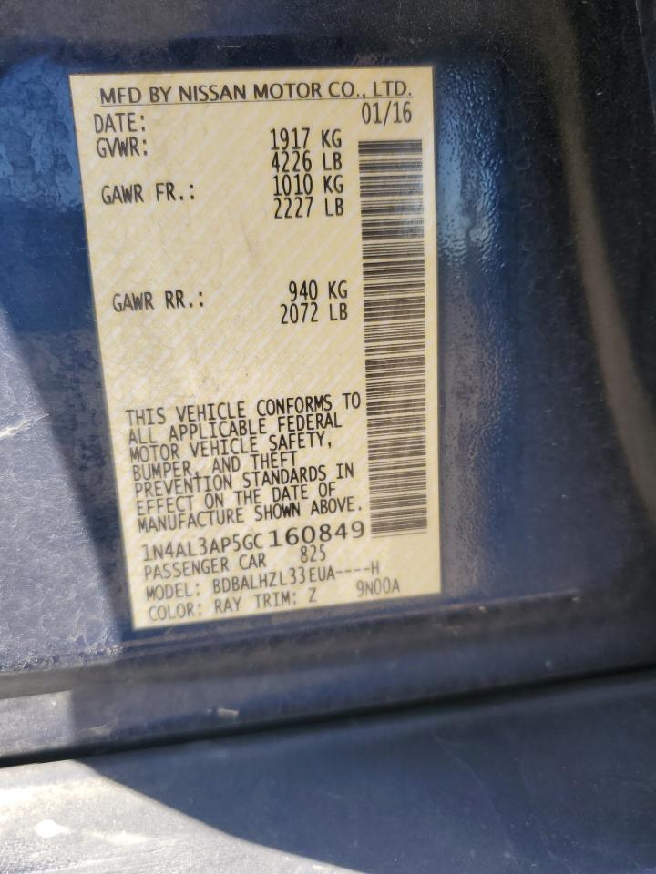 2016 Nissan Altima 2.5 VIN: 1N4AL3AP5GC160849 Lot: 82312545