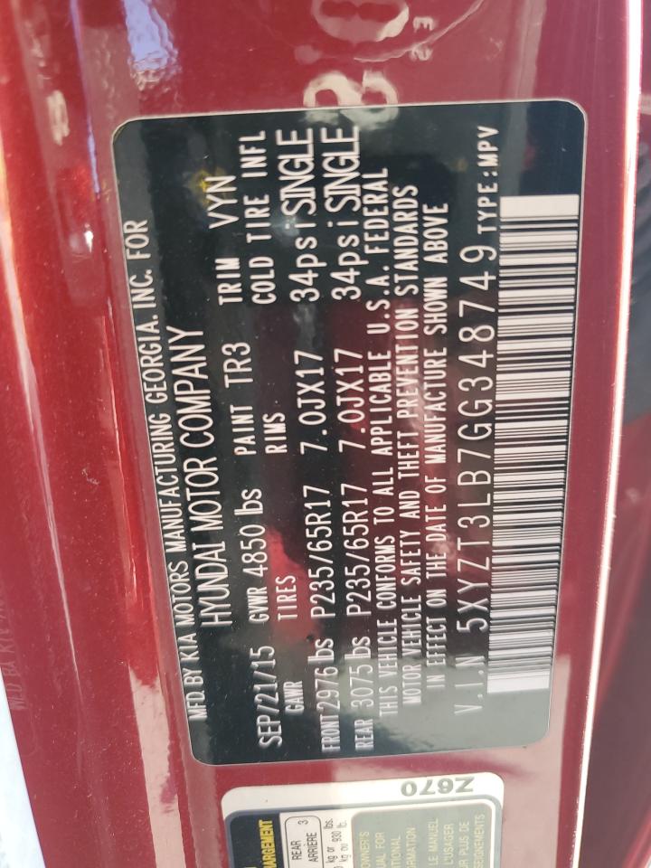 2016 Hyundai Santa Fe Sport VIN: 5XYZT3LB7GG348749 Lot: 86623005