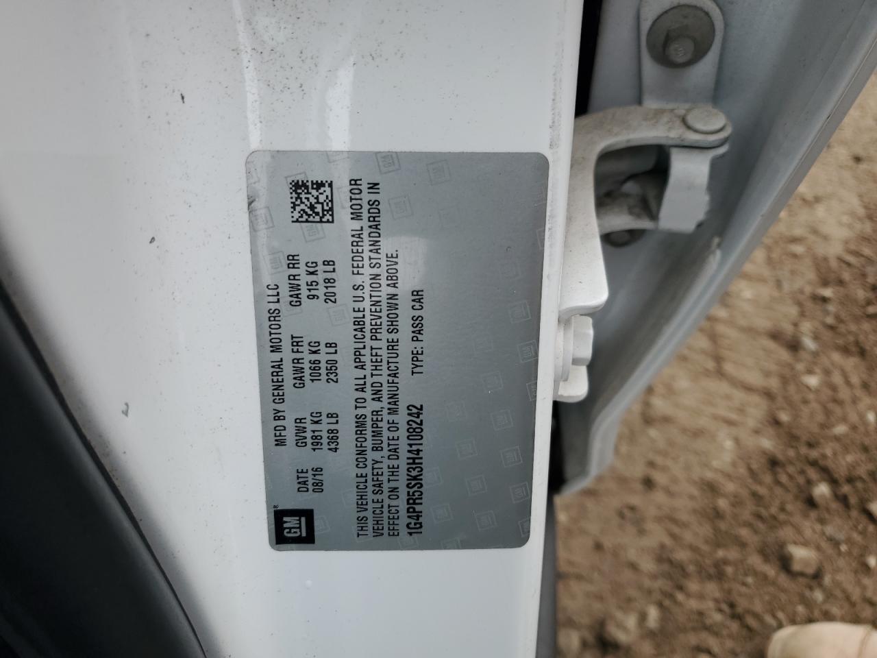2017 Buick Verano Sport Touring VIN: 1G4PR5SK3H4108242 Lot: 82297855
