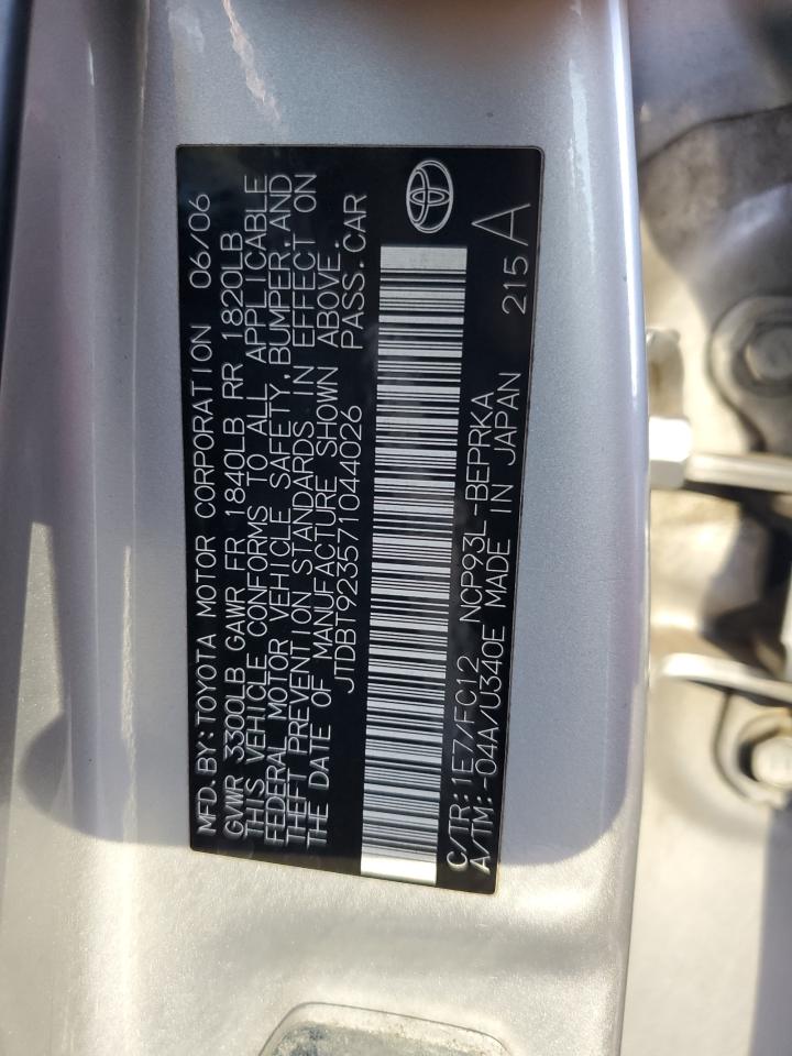 2007 Toyota Yaris VIN: JTDBT923571044026 Lot: 82457335