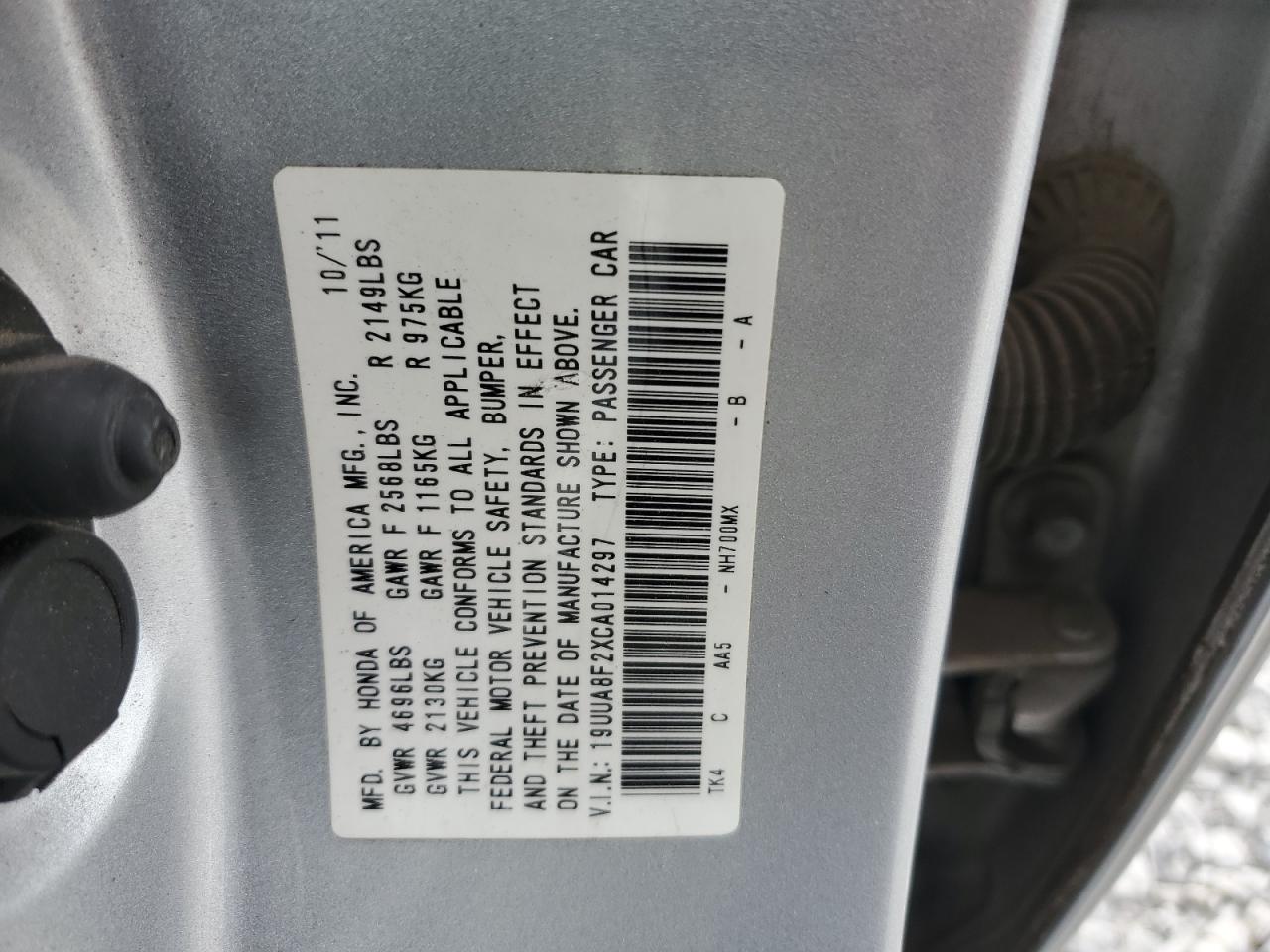 2012 Acura Tl VIN: 19UUA8F2XCA014297 Lot: 89912015