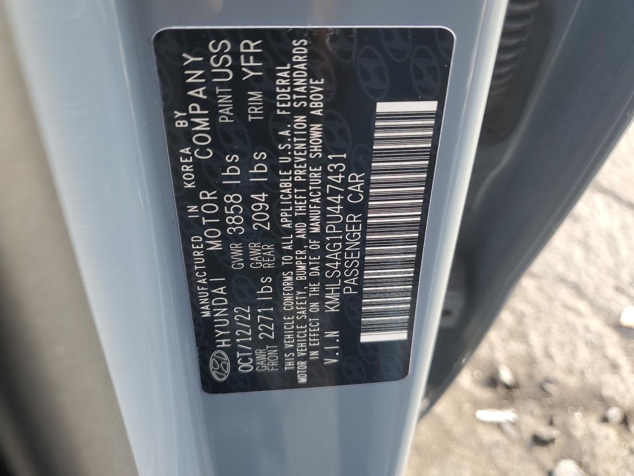 2023 Hyundai Elantra Sel VIN: KMHLS4AG1PU447431 Lot: 82351975