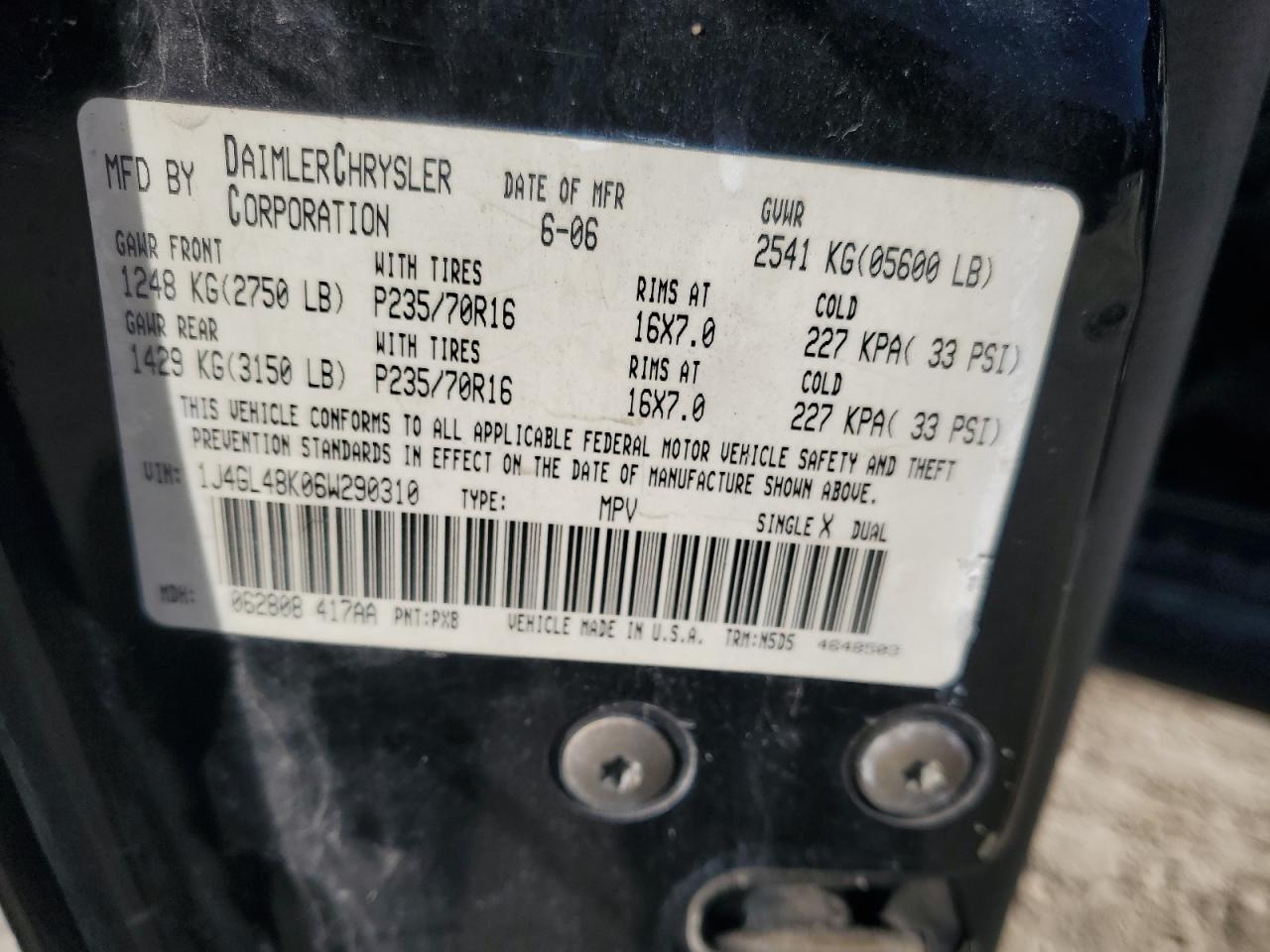 2024 Jeep Liberty Sport VIN: 1J4GL48K06W290310 Lot: 85785175