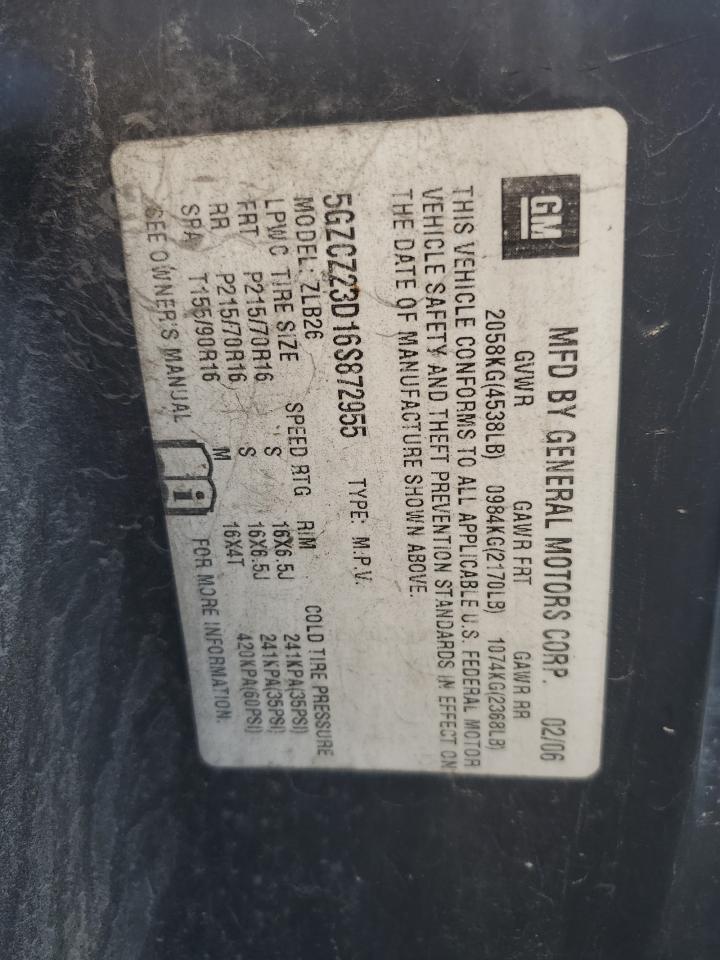 2006 Saturn Vue VIN: 5GZCZ23D16S872955 Lot: 85126865