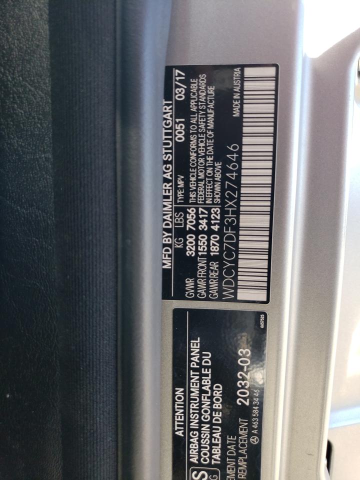 2017 Mercedes-Benz G 63 Amg VIN: WDCYC7DF3HX274646 Lot: 85373965