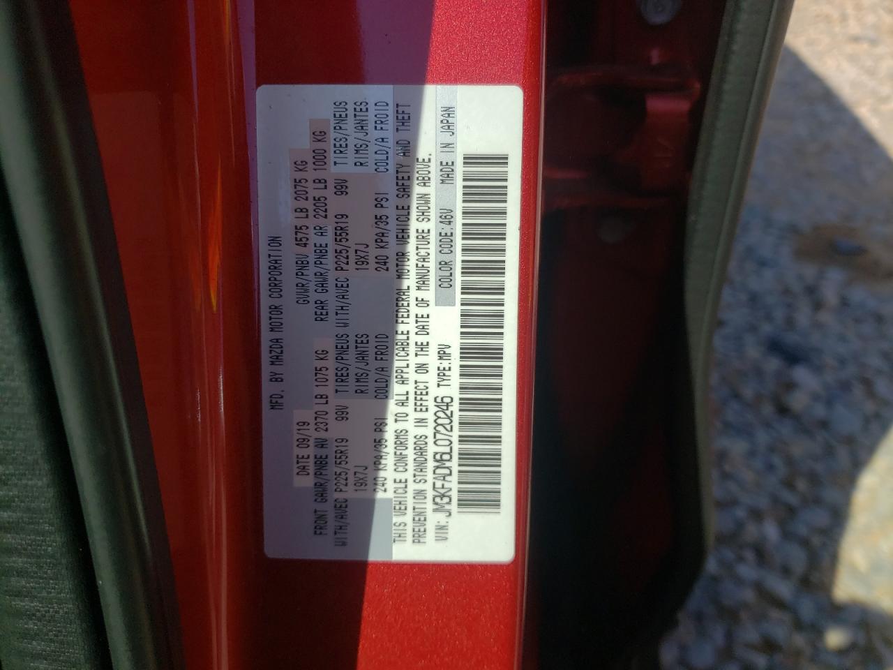 2020 Mazda Cx-5 Grand Touring VIN: JM3KFADM6L0720246 Lot: 81978105