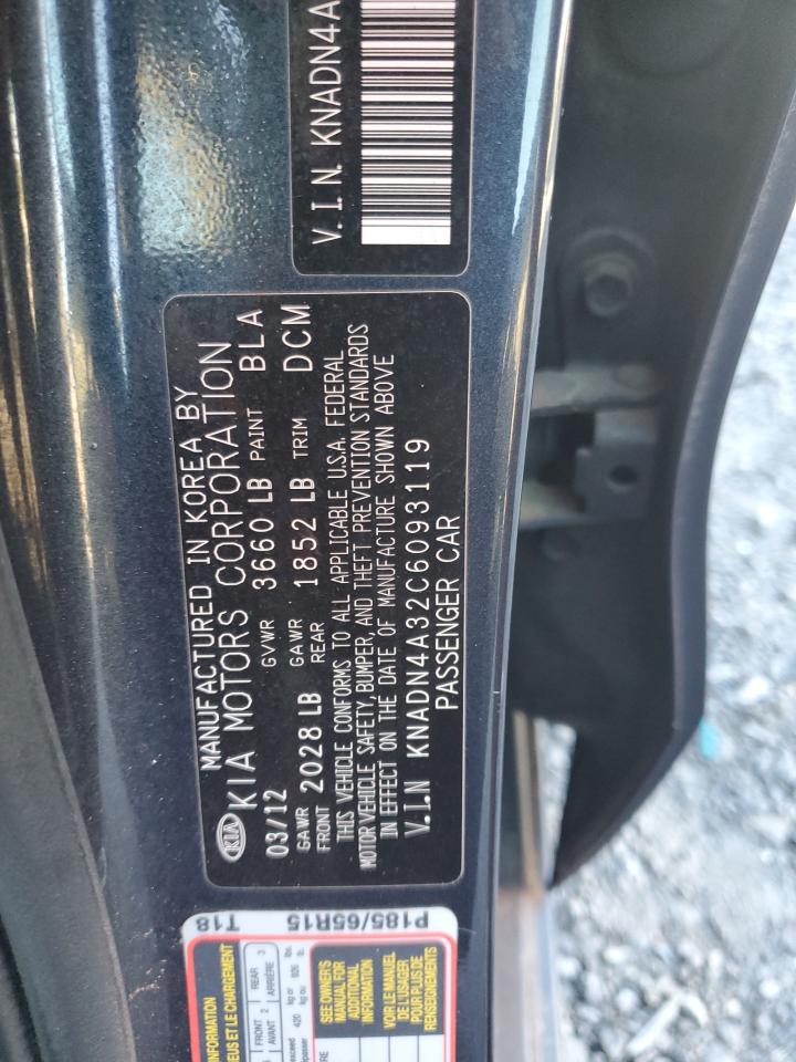 2012 Kia Rio Ex VIN: KNADN4A32C6093119 Lot: 84862105