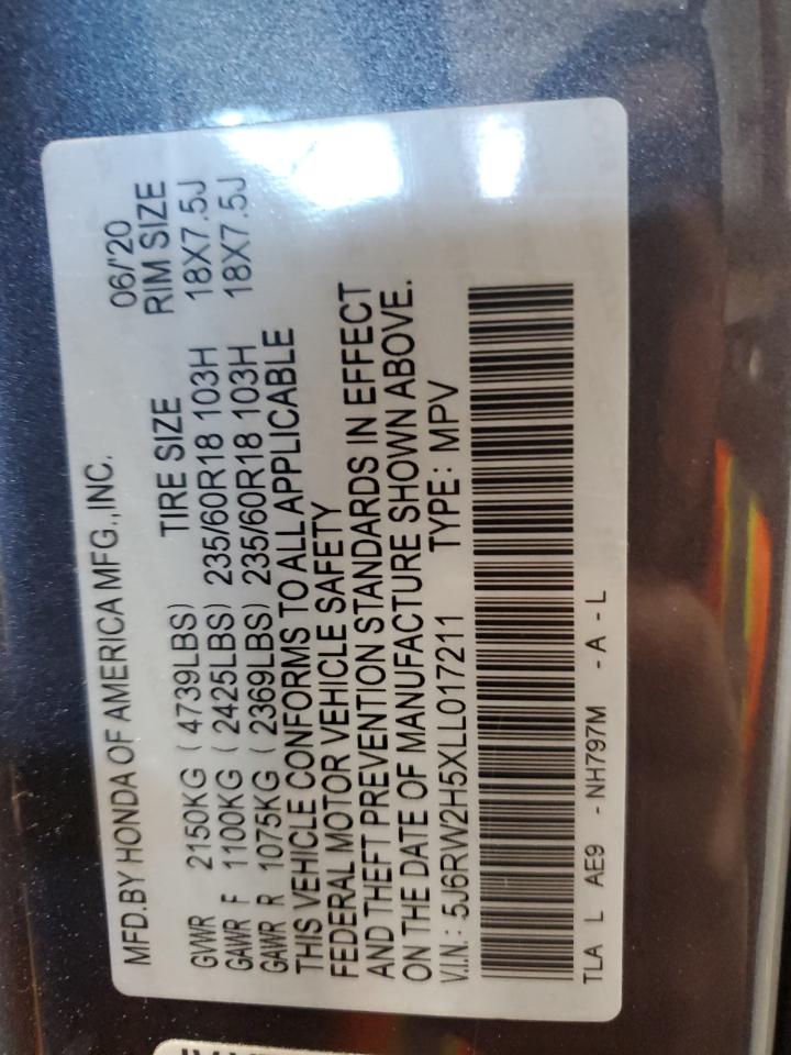 2020 Honda Cr-V Ex VIN: 5J6RW2H5XLL017211 Lot: 85538705