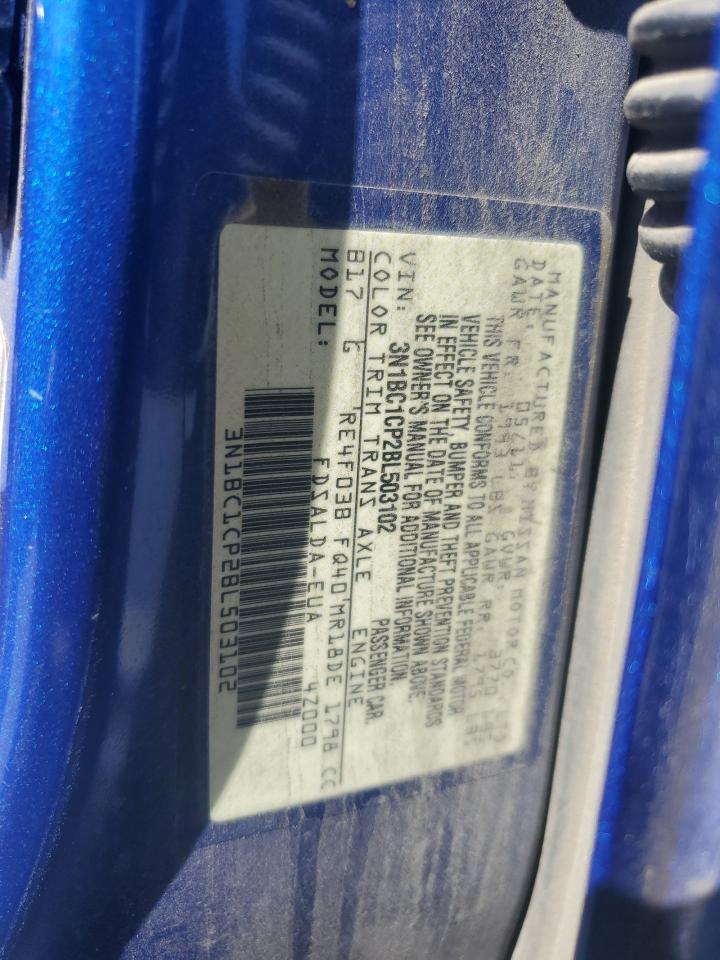 2011 Nissan Versa S VIN: 3N1BC1CP2BL503102 Lot: 81998585