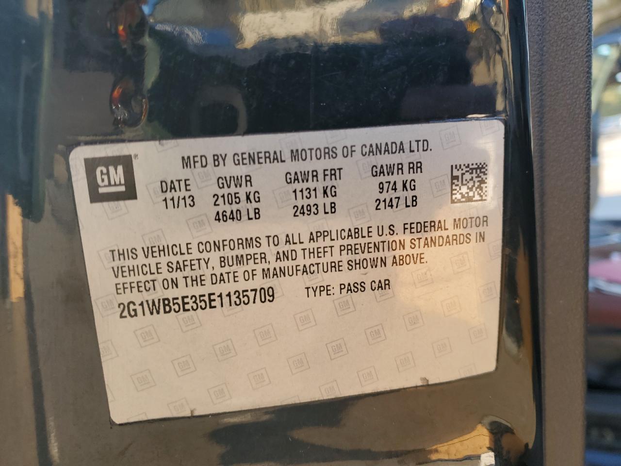 2014 Chevrolet Impala Limited Lt VIN: 2G1WB5E35E1135709 Lot: 85716035