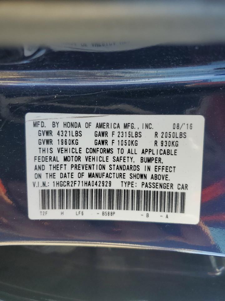 2017 Honda Accord Ex VIN: 1HGCR2F71HA042929 Lot: 85732135